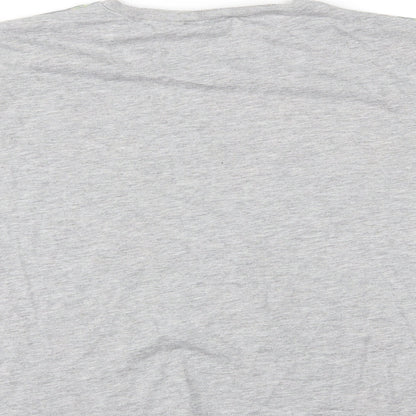 Brand and care label for Atmosphere women’s grey basic t-shirt, size UK 8
