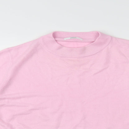 Close-up detail of Marks & Spencer women’s pink jumper, size UK 18