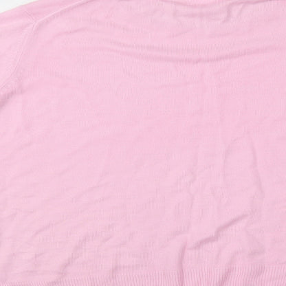 Brand and care label for Marks & Spencer women’s pink jumper, size UK 18