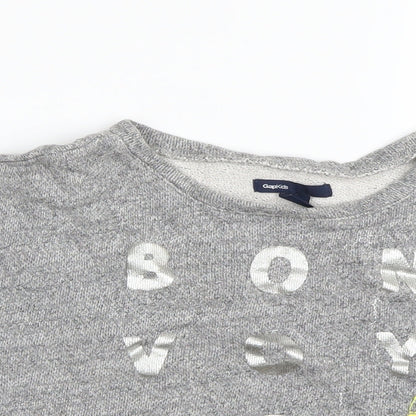 Close-up detail of Gap girls’ grey jumper, size 3-4, years