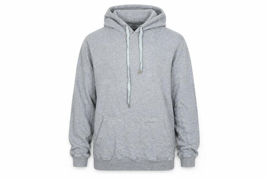Front view of Swell basics women’s grey pullover hoodie, size M