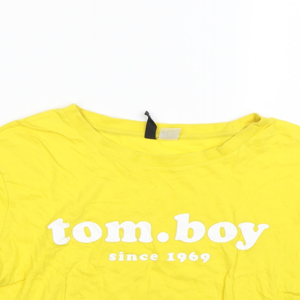 Divided Womens Yellow   Cropped T-Shirt Size S