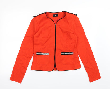 Front view of One Step women’s red cardigan jumper, size UK 10