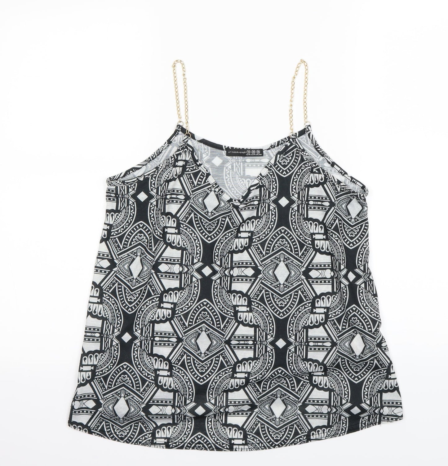 Atmosphere Womens Black Geometric  Basic Tank Size 10