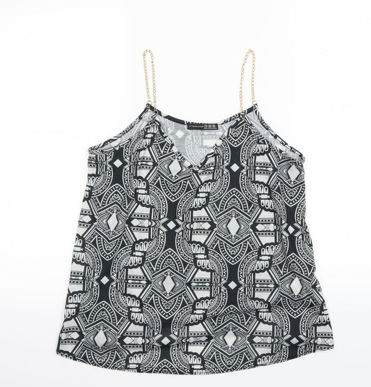 Atmosphere Womens Black Geometric  Basic Tank Size 10