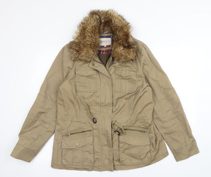 Additional front view of Indigo women’s beige overcoat coat, size UK 8