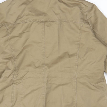 Brand and care label for Indigo women’s beige overcoat coat, size UK 8