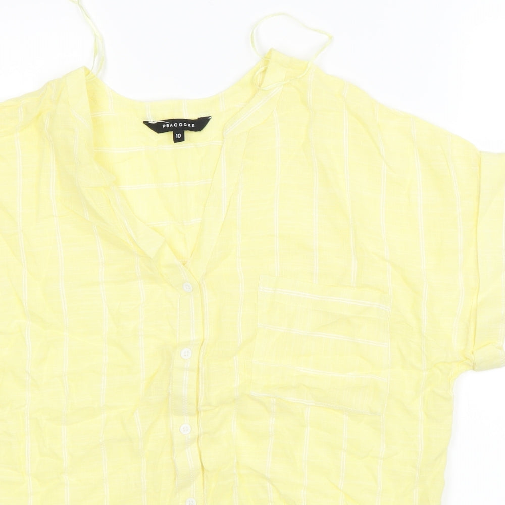 Peacocks Womens Yellow   Basic Button-Up Size 10