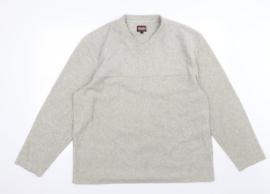 Trader Mens Beige  Fleece Pullover Sweatshirt Size L