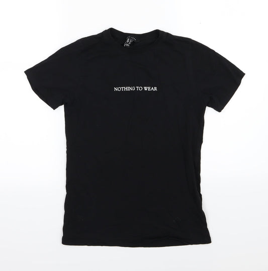 New Look Womens Black  Jersey Basic T-Shirt Size 6  - Nothing To Wear Slogan
