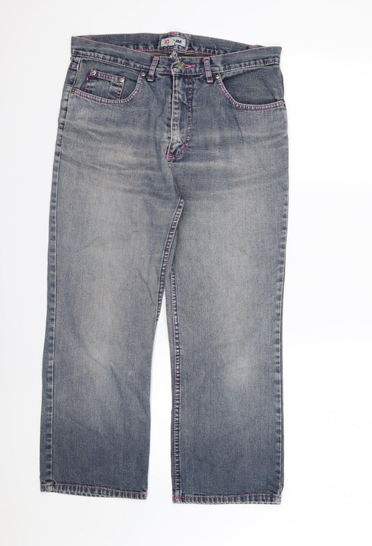DNM Womens Blue  Denim Straight Jeans Size 14 L25 in - Short Leg