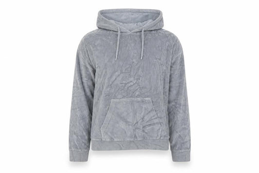Front view of Topshop women’s grey pullover hoodie, size UK 8
