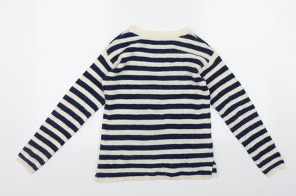 Back view of H&M girls’ blue striped jumper, size 10-11, years - love