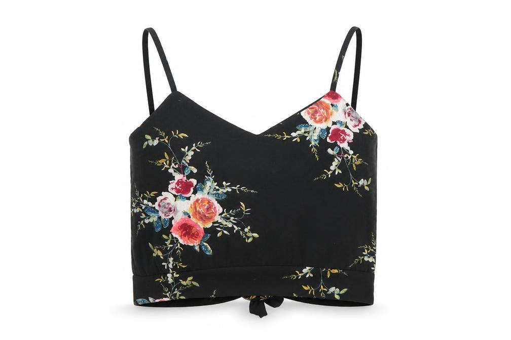 Preworn Womens Black Floral  Camisole Blouse Size S