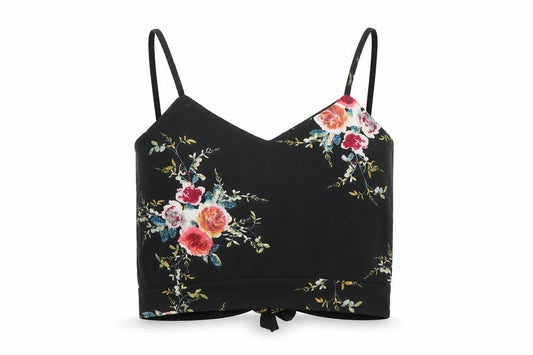 Preworn Womens Black Floral  Camisole Blouse Size S