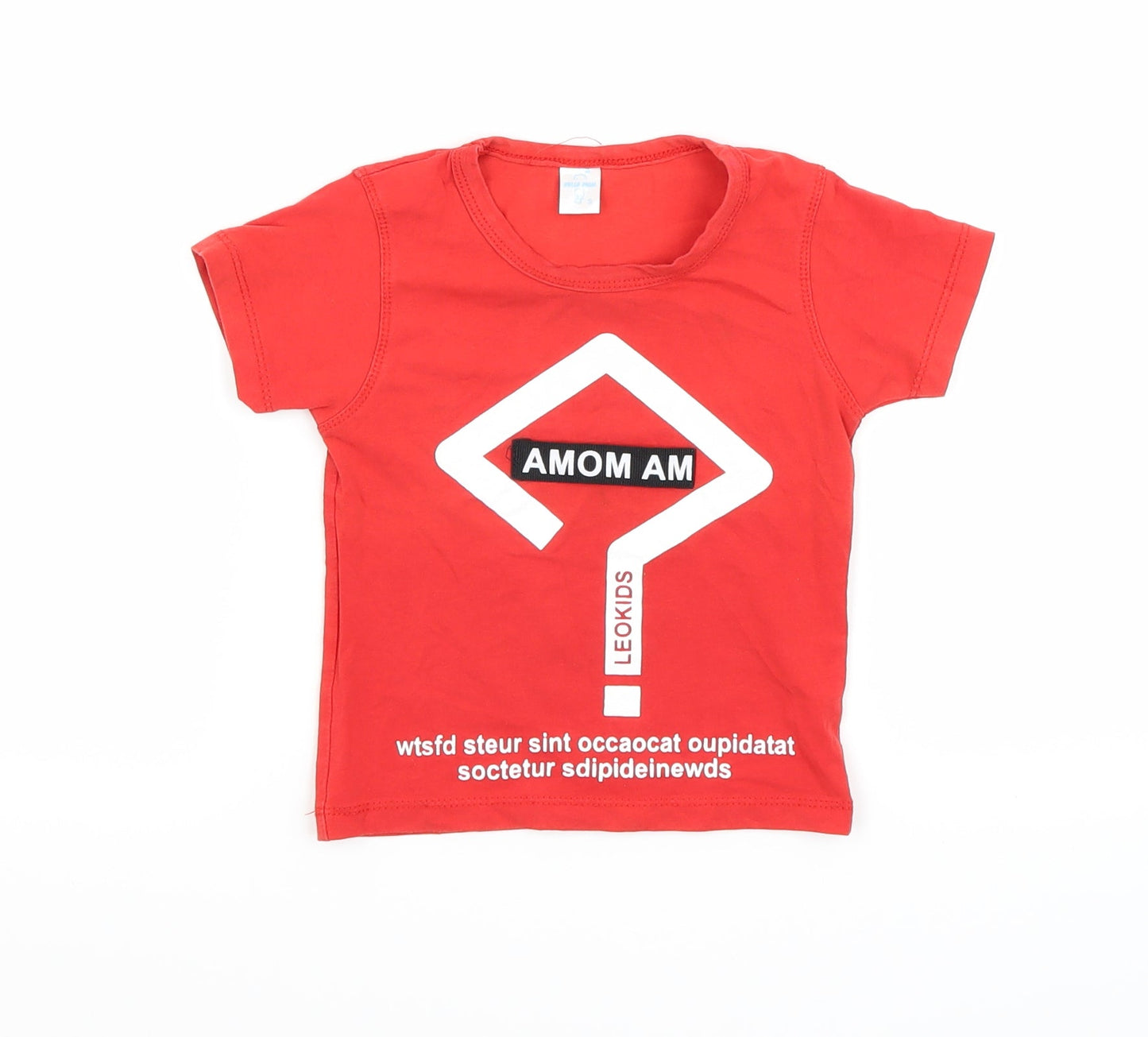 Hello Mom Boys Red   Basic T-Shirt Size S