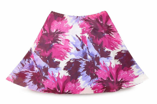 Front view of Victoria Layne women’s pink floral flare skirt, size UK 34, in