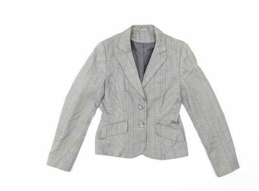 Dorothy Perkins Womens Grey Striped  Jacket Blazer Size 8