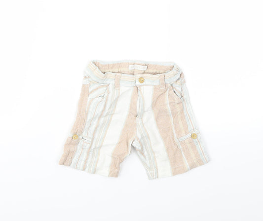 Preworn Baby Beige Striped  Cropped Trousers Size 12 Months