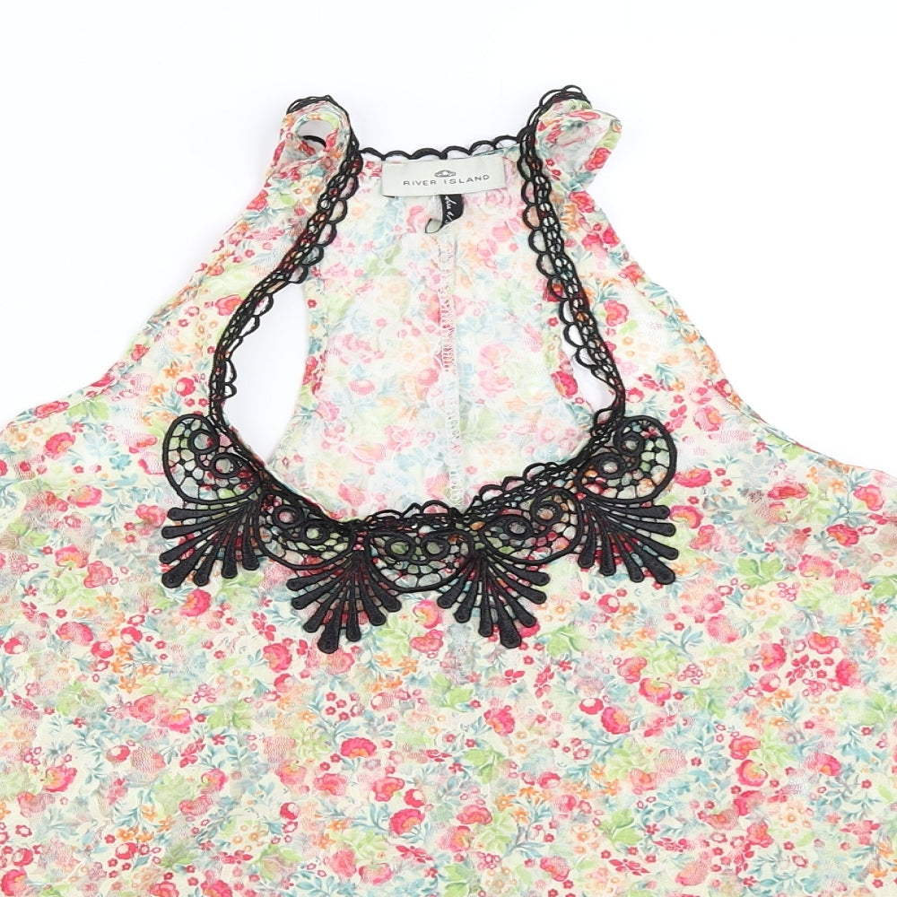 River Island Womens Green Floral  Basic Blouse Size 6  - Lace Top