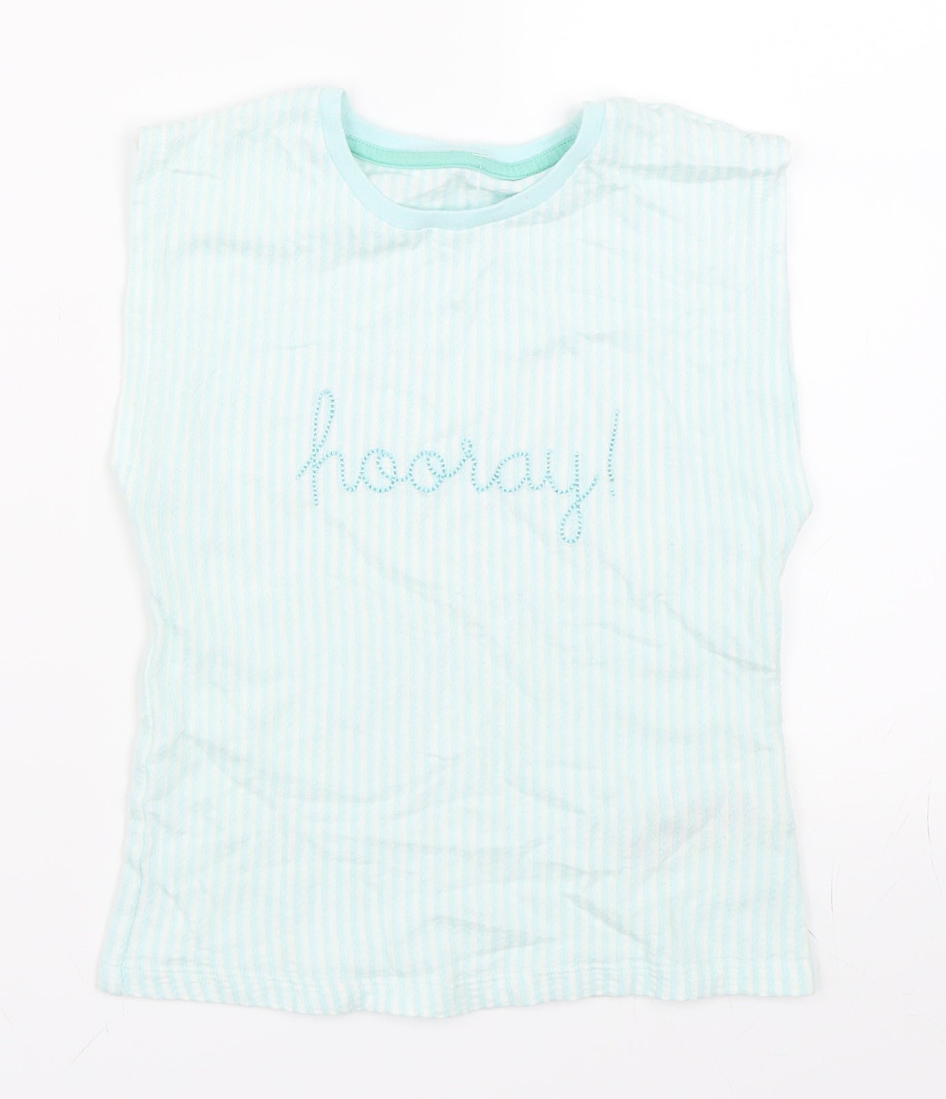 Marks and Spencer Girls Blue Striped  Basic T-Shirt Size 6-7 Years