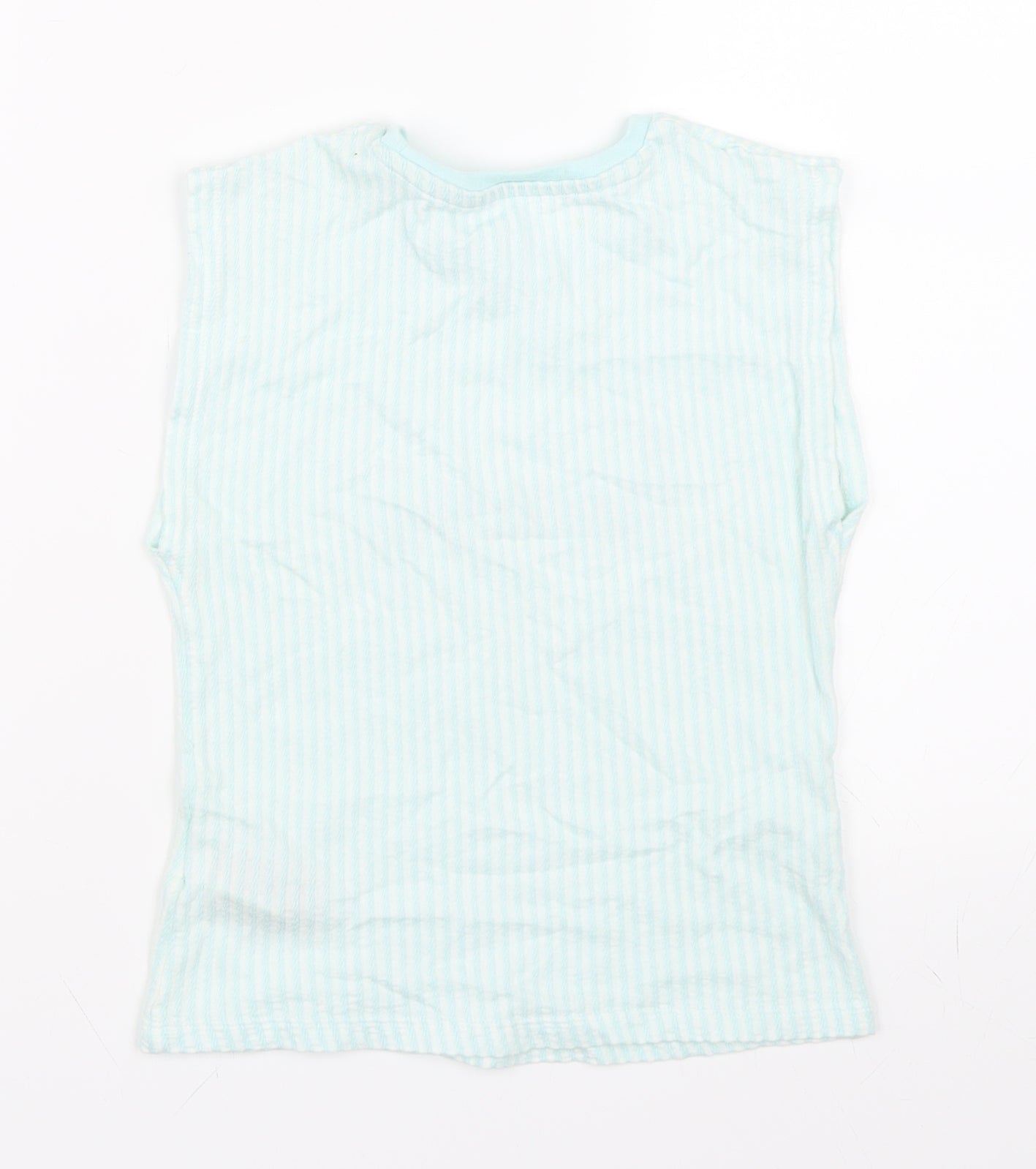 Marks and Spencer Girls Blue Striped  Basic T-Shirt Size 6-7 Years