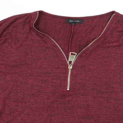 Close-up detail of New Look women’s purple jersey basic t-shirt, size S