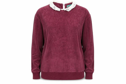 Front view of C&A women’s red jumper, size UK 14