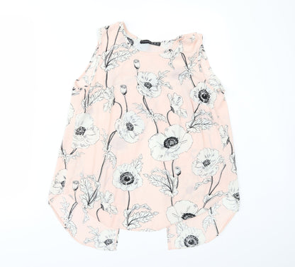 Additional front view of Primark women’s pink floral tunic blouse, size UK 8