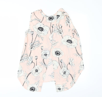 Back view of Primark women’s pink floral tunic blouse, size UK 8