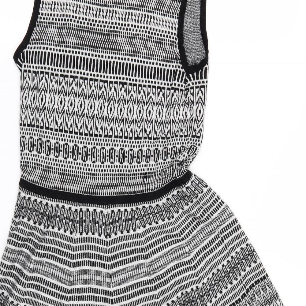 Cynthia Rowley Womens Grey Geometric  Skater Dress  Size S