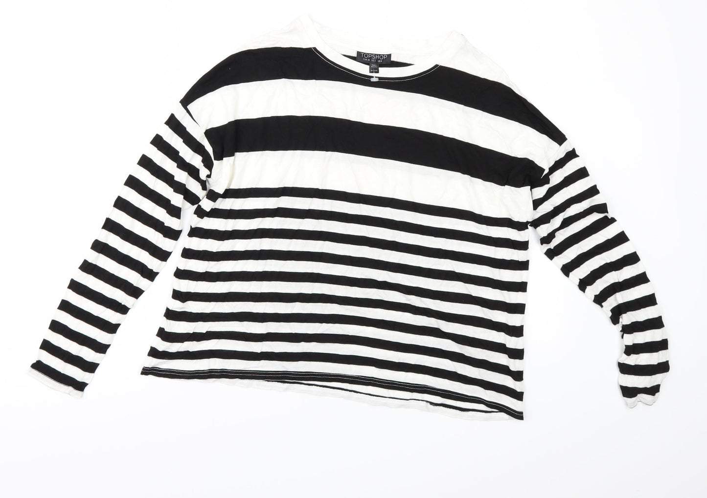 Topshop Womens White Striped  Basic T-Shirt Size 6