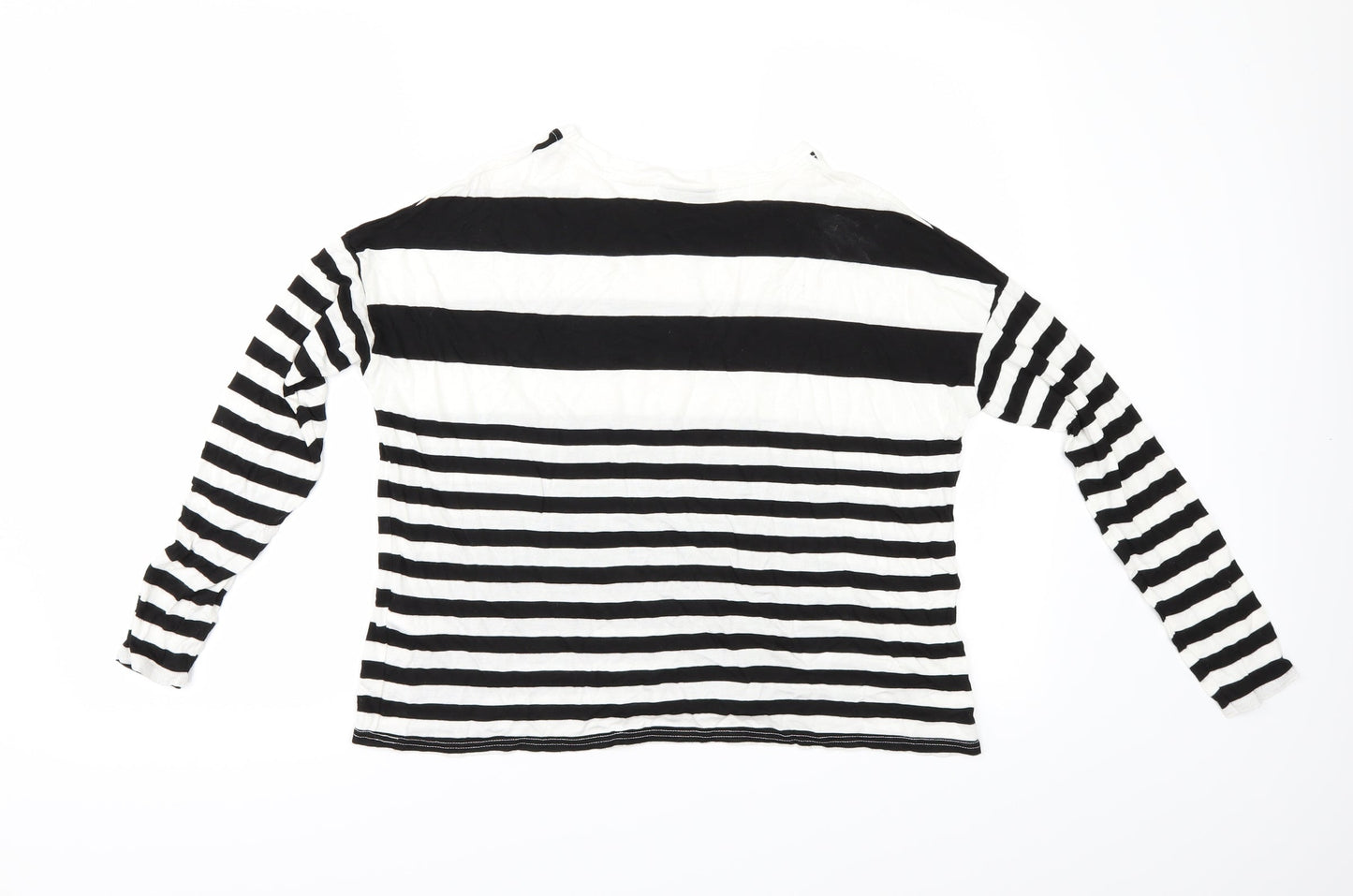 Topshop Womens White Striped  Basic T-Shirt Size 6