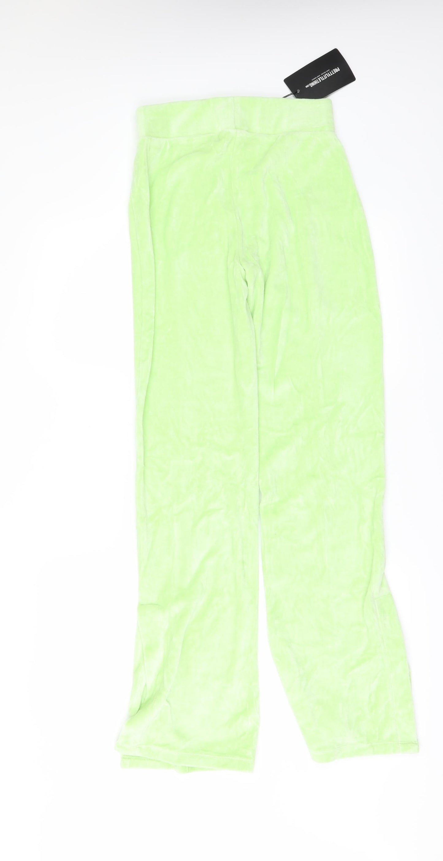PRETTYLITTLETHING Womens Green  Fleece Trousers  Size 6 L33 in - Side Splits