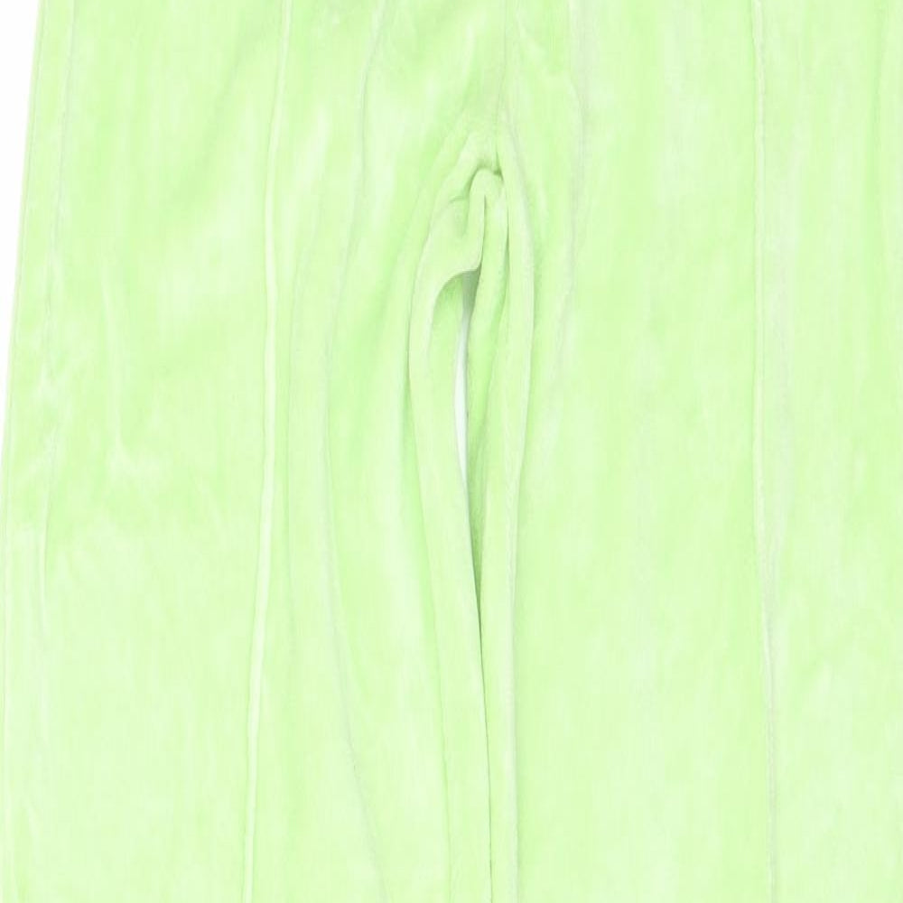 PRETTYLITTLETHING Womens Green  Fleece Trousers  Size 6 L33 in - Side Splits