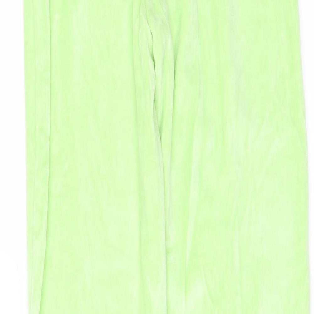 PRETTYLITTLETHING Womens Green  Fleece Trousers  Size 6 L33 in - Side Splits