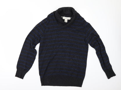 Additional front view of H&M men’s grey striped jumper, size M