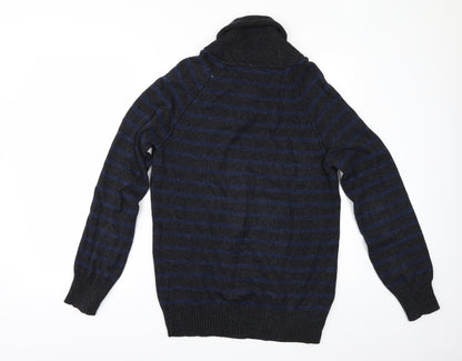 Back view of H&M men’s grey striped jumper, size M