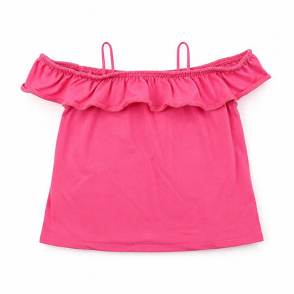 Front view of John Lewis girls’ pink basic t-shirt, size 8, years