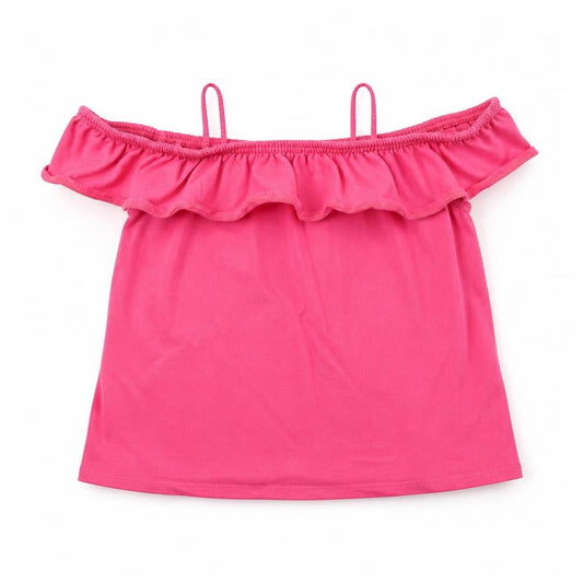 Front view of John Lewis girls’ pink basic t-shirt, size 8, years