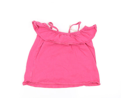 Back view of John Lewis girls’ pink basic t-shirt, size 8, years