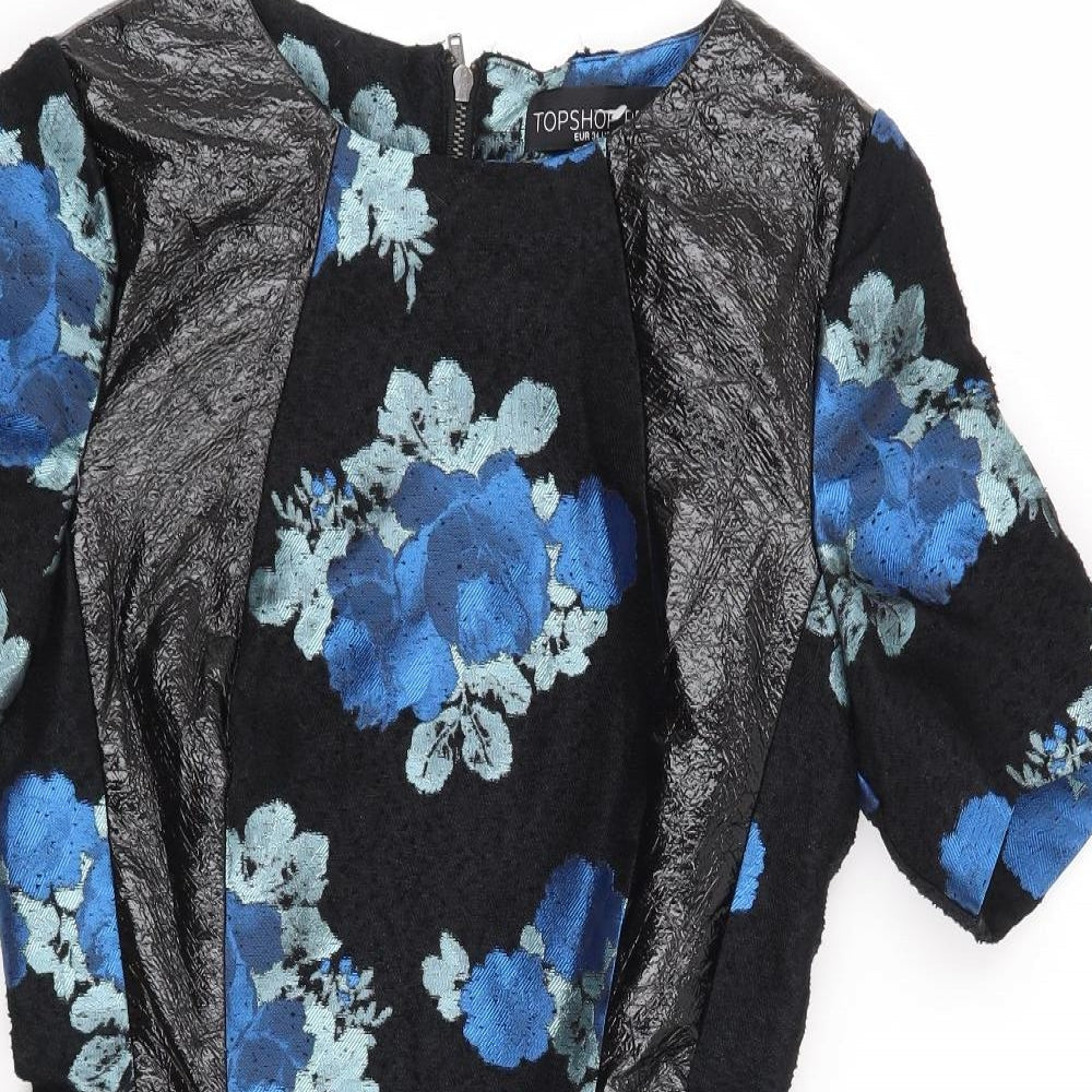 Topshop Womens Black Floral  Shift  Size 6