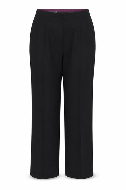 Front view of NL Collection women’s black trousers, size UK 14, 31-inch leg