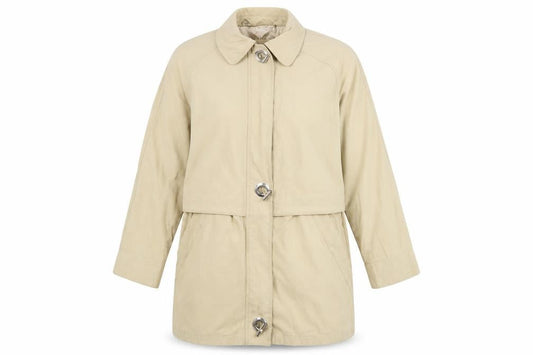 Front view of Debenhams women’s yellow overcoat coat, size UK 14