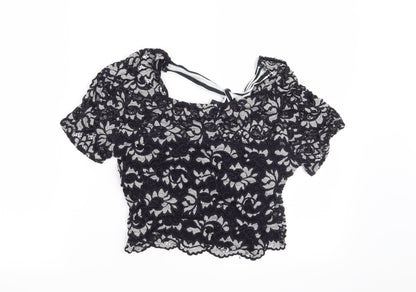 Additional front view of Preworn women’s blue floral basic blouse, size S