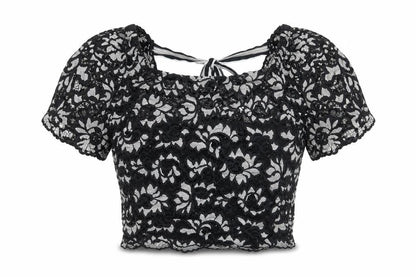 Front view of Preworn women’s blue floral basic blouse, size S