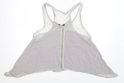 Front view of Zoe women’s grey basic tank, size M