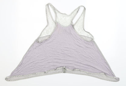 Back view of Zoe women’s grey basic tank, size M