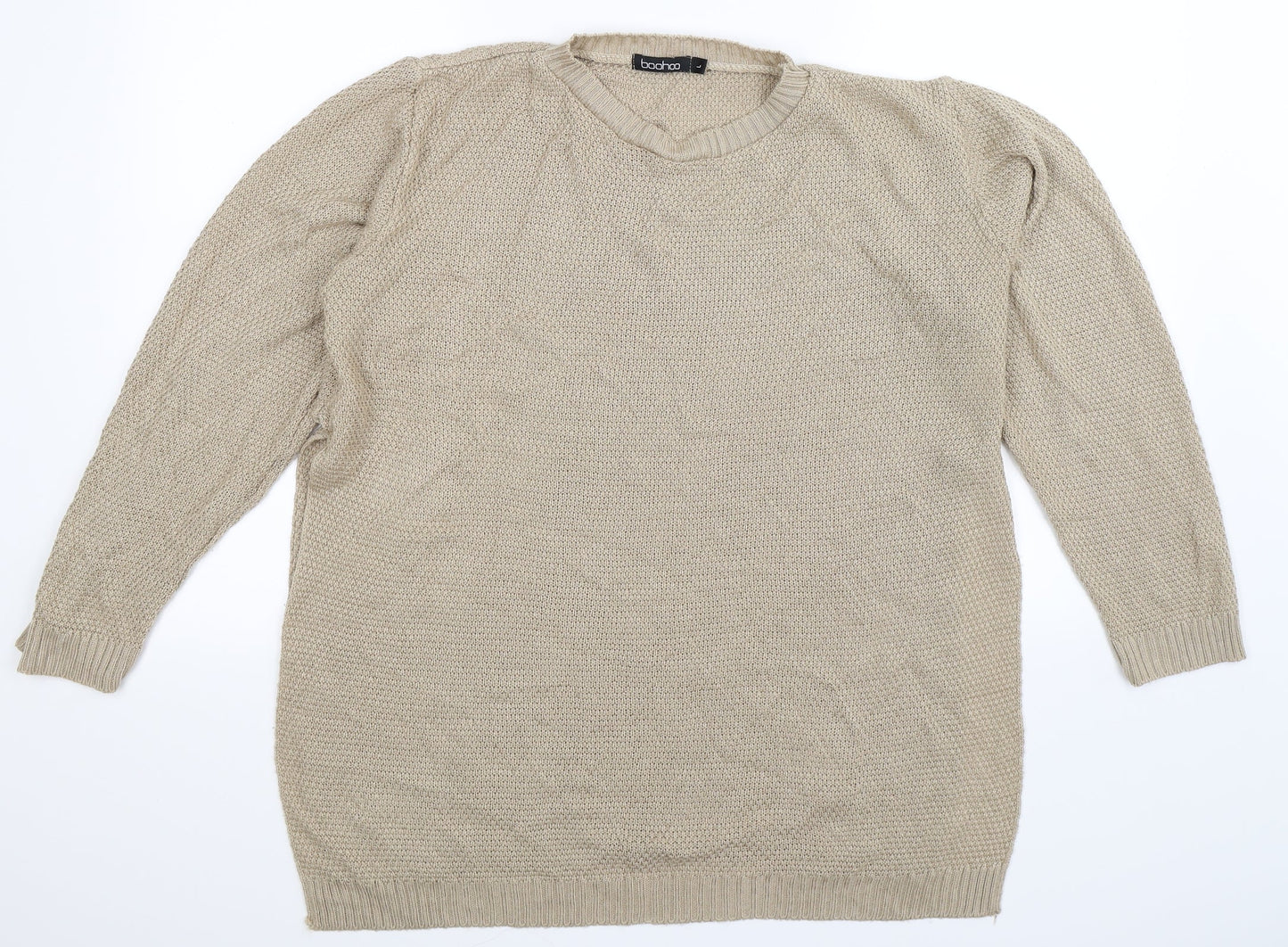 Boohoo Womens Beige  Knit Pullover Jumper Size L
