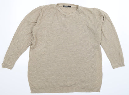 Front view of Boohoo women’s beige knit jumper, size L